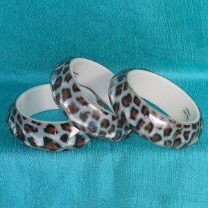 3 resin bangle bracelets leopard prints